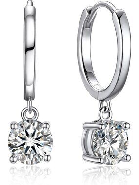 925 Sterling Silver Dangle Earrings with Moissanite - Perfect Gift for Women